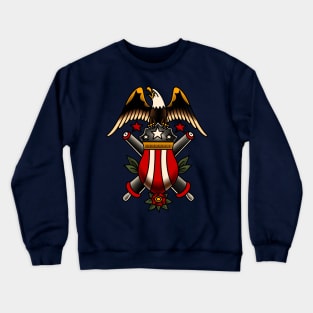 American Traditional Military Eagle & Artillary Motif Crewneck Sweatshirt